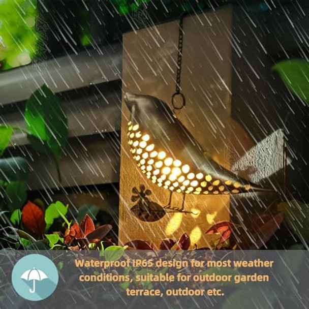 Qcf Solar Birds Lights Metal Outdoor Decorhanging Wall Decorations Outside Yard Art Gardenwaterproof Lanterns For Patioporchbackyardfences For Womenmom