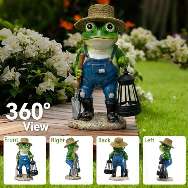 Qmypeace Solar Frog Garden Decor Statue  Idea Outdoor Light Decorations For Yard With Lantern Light Outdoor Decorations For Patio Mom