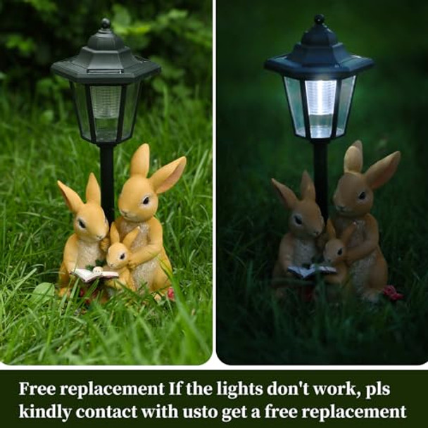 Qonowmo Solar Garden Statue Outdoor Figurine Lights Garden Art Home S For Housewarming Rabbit Garden Statue For Patio Balcony Yardunique Birthdays  For Mom Grandma