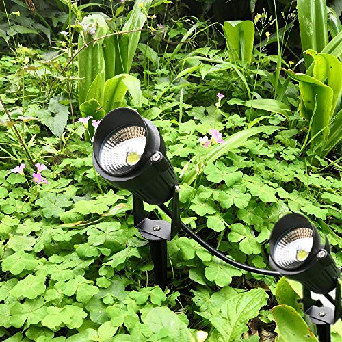 Quans 6 Pack 5W Cool White 12V 24V Dc Ac Low Voltage Outdoor Landscape Spotlight Led Light Wall Mount Fixture Waterproof Stake Spike Stand For Pathway Lawn Garden Yard Tree Lighting 12V 24V No Plug