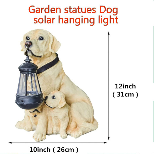 R-Lomu Garden Statues Dog Solar Hanging Light Courtyard Resin Simulated Handicraft Dog Statue Ornament Garden Yard Entrance Decoration.