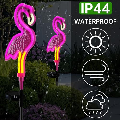 Rd Jireda Solar Flamingo Lightspink Neon Flamingo Solar Lightsoutdoor Garden Decor For Dadhousewarming Decorative Outdoor Light For Yard (2 Pack)