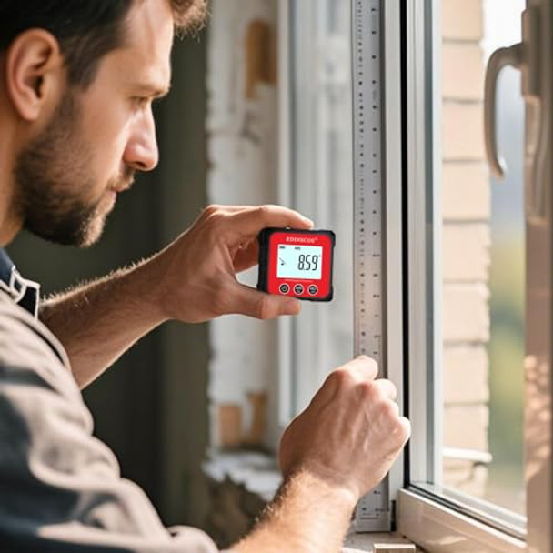 Rdinscos Digital Angle Finder Magnetic Table Saw Angle Finder Tool - Digital Inclinometer -4 Of 90 Degree Finder Angle Cube Digital Protractor Bevel Gauge For Woodworking Micro Jig (Pt180R)