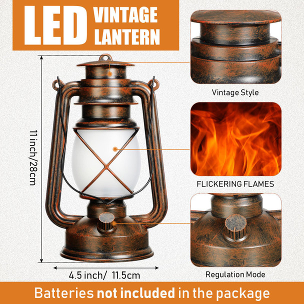Retisee Vintage Led Lantern Battery Powered Camping Lamp Indoor Outdoor Hanging Lantern Flickering Fire Lamps With Remote Control For Patio Yard Door Front Decor(4 Pcs)