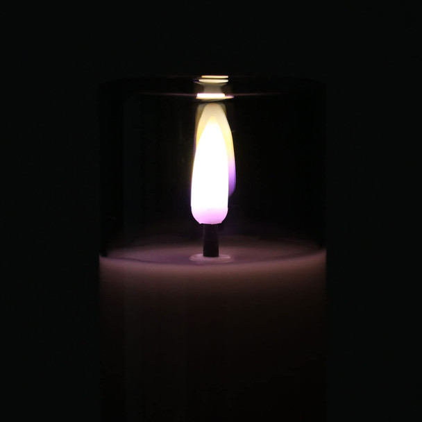 Rhytsing Glass Battery Operated Led Candles Slim Flameless Candles With Remote Warm White Light 8 Batteries Included - D 2'' - Set Of 4 (Gray)