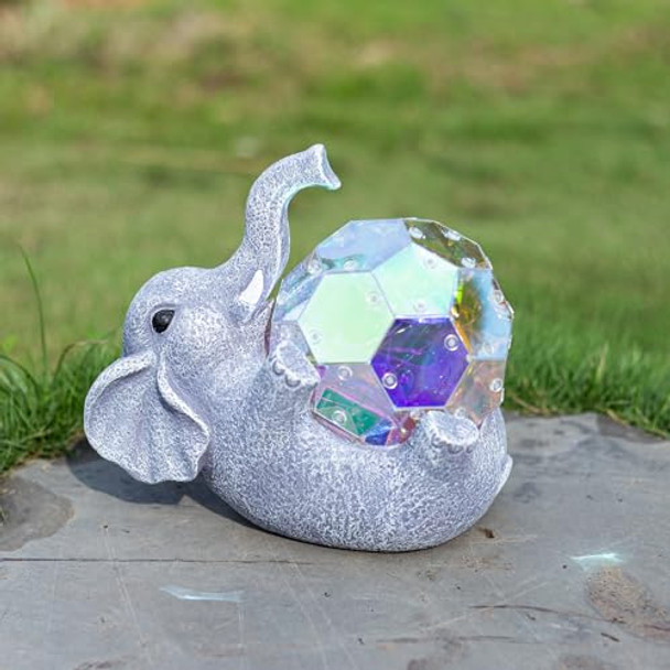 Rkgomdmu Solar-Powered Elephant Garden Statues For Women Mom & Grandma. Globe Light Elephant Figurine: Housewarming & Birthday . Decor For Backyard Patio Balcony Lawn & Pond