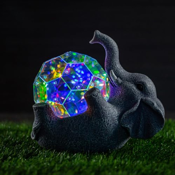 Rkgomdmu Solar-Powered Elephant Garden Statues For Women Mom & Grandma. Globe Light Elephant Figurine: Housewarming & Birthday . Decor For Backyard Patio Balcony Lawn & Pond
