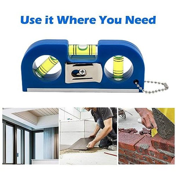 Sanung Magnetic Level Set 2Pcs Portable Bubble Torpedo + 2Pcs Acrylic Spirit Levels With Keychain For Quick Attach 45 90 180 Degree Measurement