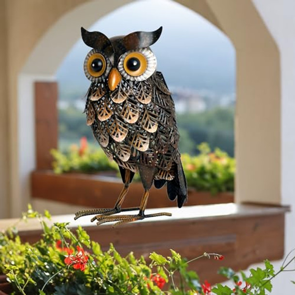 Shorayn Shorayn Garden Statue Metal Owl Yard Art Outdoor Decor With Solar Led Lights For Patio Lawn Decoration Great S