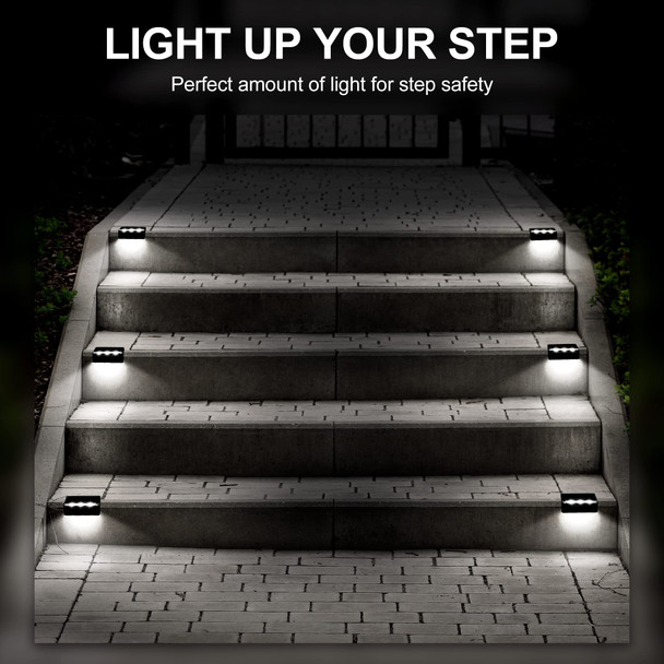 Solpex Solar Fence Lights 6 Leds Solar Lights Outdoor Waterproof Solar Powered For Deck Stair Front Porch Balcony Walkway Garden Yard Patio Pool Decor Ip65 Waterproof (16 Pack Cold White)