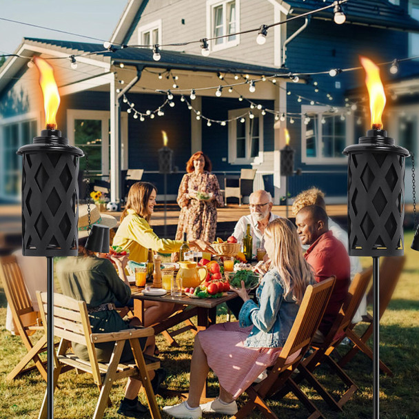 Ssog 4 Pack Citronella Torches For Outside 16 Oz Outdoor Garden Torch With 5-Prong Grounded Stake 59 Inch Metal Torch For Home Décor Outside Torches For Backyard Garden Patio