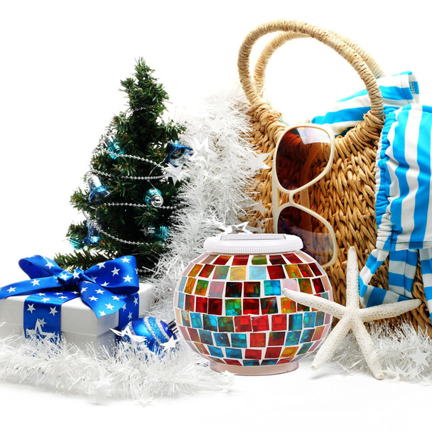 Starryfill Color Changing Mosaic Solar Lights Multicolor Glass Globe Led Light Outdoor And Indoor Waterproof Table Lamps For Garden Pati Party Yard Decorations