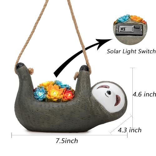 Steviieden Sloth Garden Solar Light Cute Decor Balcony Yard Lantern Statue Garden Art Ornaments Patio Lawn Decorations Lights For House Warming Party