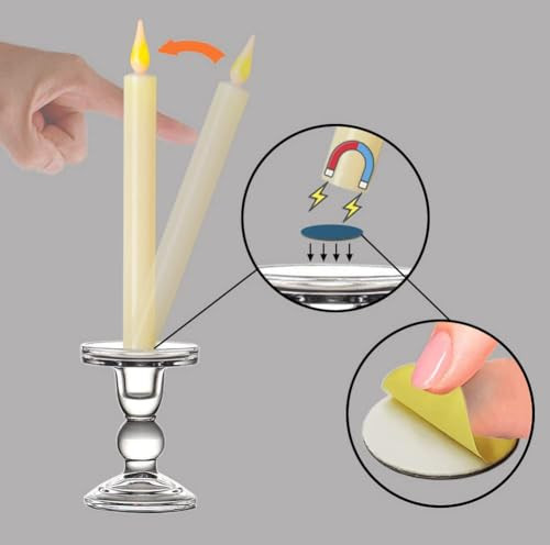 Strg Christmas Flameless Candles With Remote Timer Christmas Window Candles With Suction Cup And Magnetic Base Battery Operated Taper Candle Sticks For Christmas Halloween Decorations (6 Pack)