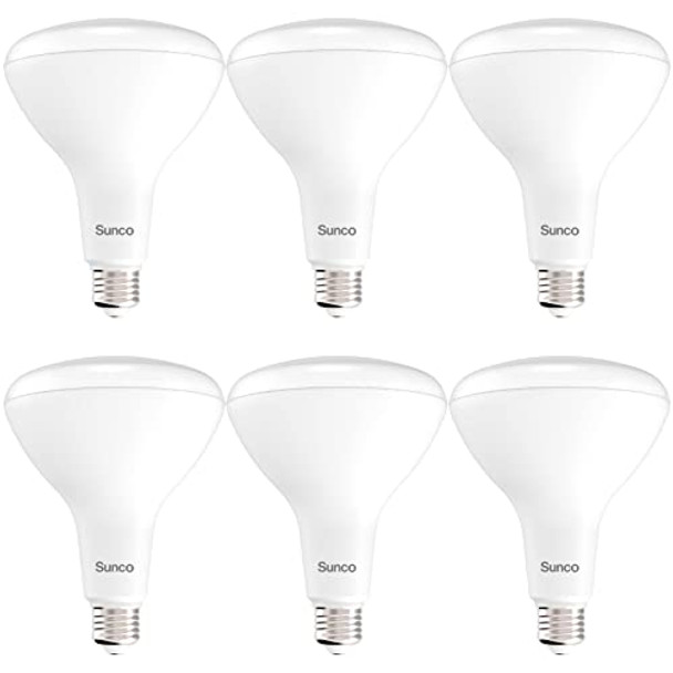 Sunco Lighting6 Pack Br40 Led Light Bulbs Indoor Flood Lights Recessed Can Light Bulb 1400 Lm 17W (100W Equivalent) 2700K Soft White Dimmable E26 Base For Home Bedroom Kitchen Ul.