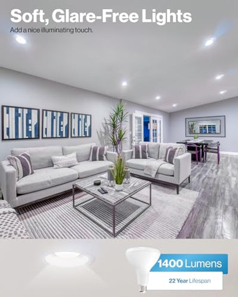 Sunco Lighting6 Pack Br40 Led Light Bulbs Indoor Flood Lights Recessed Can Light Bulb 1400 Lm 17W (100W Equivalent) 2700K Soft White Dimmable E26 Base For Home Bedroom Kitchen Ul.