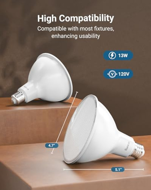 Sunco Lighting12 Pack Outdoor Flood Light Bulb Led Par38 Exterior Spotlight Bulbs Weatherproof 1050 Lm 13W (100W Equivalent) 5000K Daylight Wet Rated Dimmable E26 Base Ul