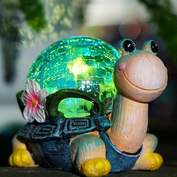 Sunkite Garden Turtle Outdoor Statues Solar Garden Lights Resin Snail Figurine Garden Decorations For Patio Yard Lawn Ornament Housewarming Birthday  For Mom