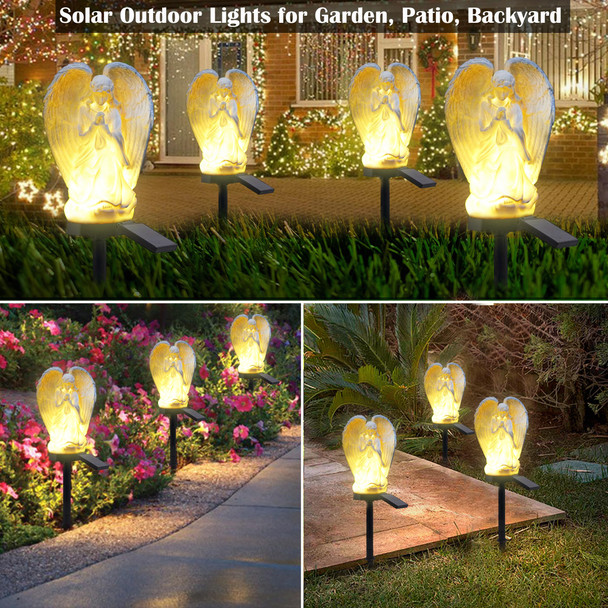 Sunkite Angel Garden Solar Led Light Outdoor Waterproof Decorative Stake Lights For Yard Patio Pathway Lawn Ornaments Garden Decor Christian Christmas Decorations S