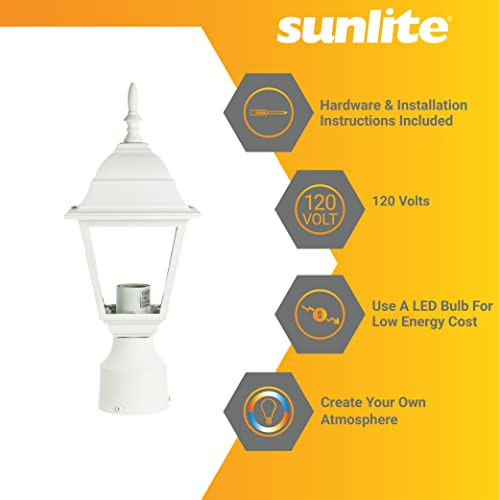 Sunlite Sunlite 41322 Post Mount Carriage Lamp Fixture 60 Watts Max Single Medium Base Socket (E26) 120 Volts Outdoor Ul Listed For Residential & Commercial Use