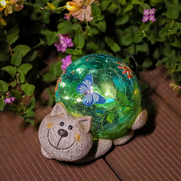 Taman Taman Garden Cat Statue Outdoor Decor - Resin Outdoor Figurine Glass Solar Lights Indoor Outdoor Decorations Patio Lawn Yard Art Ornaments