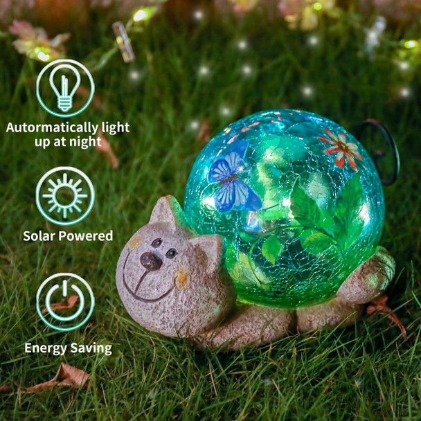 Taman Taman Garden Cat Statue Outdoor Decor - Resin Outdoor Figurine Glass Solar Lights Indoor Outdoor Decorations Patio Lawn Yard Art Ornaments