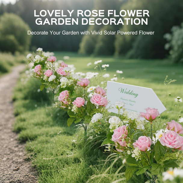 Tansoren 4 Pack Solar Garden Lights Outdoor Colorful Led Waterproof Solar Powered Rose Flowers Landscape Lights For Outside Yard Patio Pathway Decorative Décor S Two Lighting Modes