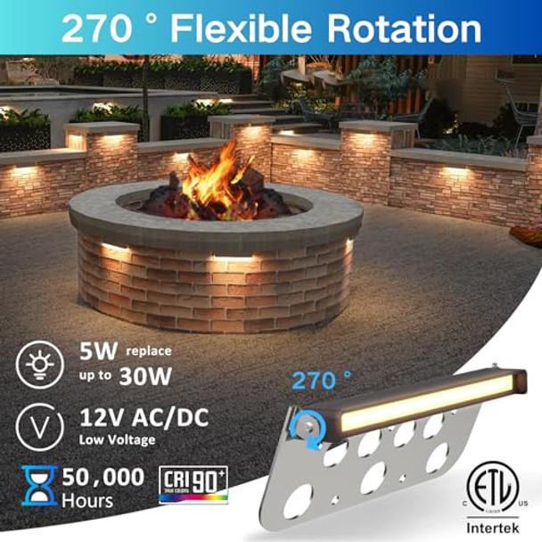 Taoesy 12 Pack 7 Inch Retaining Wall Lights 5W 2700K Soft White Led Hardscape Lighting 12V Ac/Dc Low Voltage Step Light Ip65 Waterproof Outdoor Landscape Lighting For Patio Walls Stairs Etl