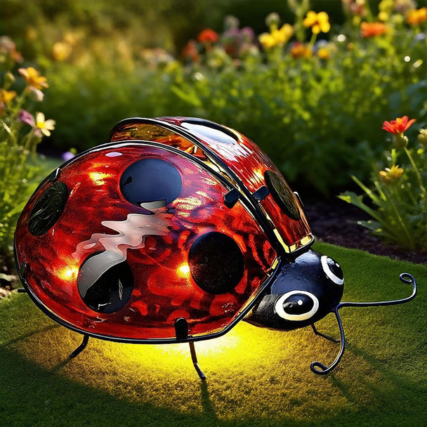 Teaeeno Teaeeno Ladybug Solar Lantern Pattern Lighthanging Waterproof Led Solar Lights Outdoor Decorativesun-Powered Tabletop Lanternsmetal Solar-Powered Lantern Outdoor