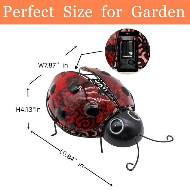 Teaeeno Teaeeno Ladybug Solar Lantern Pattern Lighthanging Waterproof Led Solar Lights Outdoor Decorativesun-Powered Tabletop Lanternsmetal Solar-Powered Lantern Outdoor