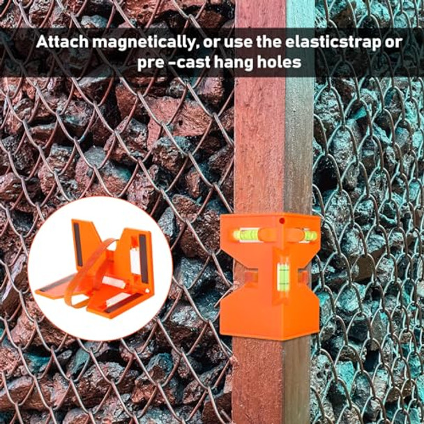 Tellegloww 4 Pcs Magnetic Post Level For Pipe Post And Pipe Level Adjustable Folding Tool With 3 Vials And Elastic Loop For Hands- Work Easy Plumb And Reads