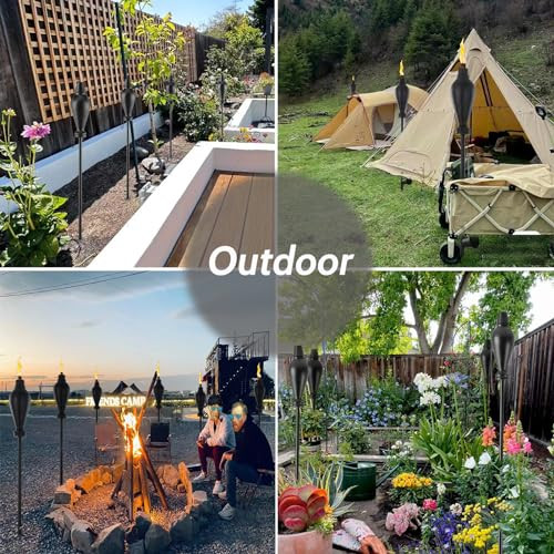 Tesrago Metal Citronella Torches Outdoor6 Pack60 Inch Tall Flame Metal Torches For Yardcitronella Candles Outdoorblack Torch Canister Replacement For Backyard Pathway Patio Party