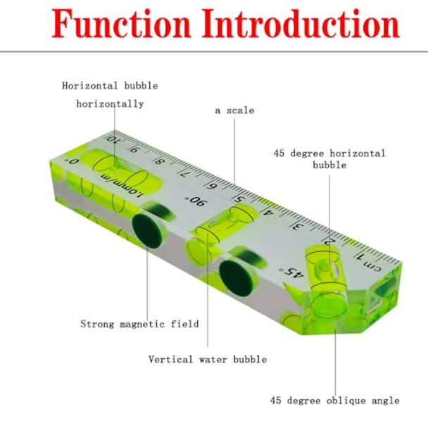 The Yan He Small Mini Bubble 90/180/45 Level T-Shaped Pocket Level Magnetic Function For Mechanics Construction And Household Tools (Green)