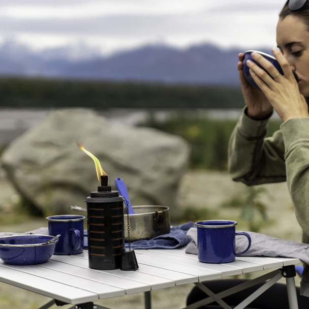 Tiki Metal Black & Orange Easy Install Outdoor Torches 2-Pack – 65-Inch Decorative Tiki Torches For Patio Lawn Backyard & Garden – Weather-Resistant Torch Lighting With Wick & Snuffer