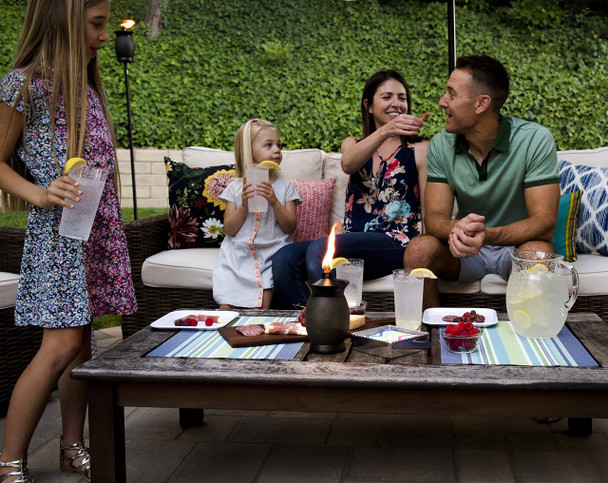 Tiki Resin Jar Torch 4-In-1 Design 64" – Weather-Resistant Outdoor Torch For Patio Garden & Lawn  Stone Color  Includes Long-Lasting Wick & Snuffer  Decorative Backyard & Landscaping Torch