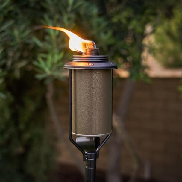 Tiki Easy Install 4-Pack Simply Metal Torches – Bronze Decorative Outdoor Lighting For Patio Lawn Backyard & Garden  65"  Weather-Resistant  Includes Long-Lasting Wick & Snuffer