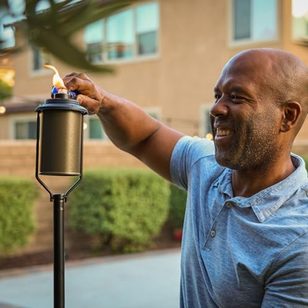 Tiki Easy Install 4-Pack Simply Metal Torches – Bronze Decorative Outdoor Lighting For Patio Lawn Backyard & Garden  65"  Weather-Resistant  Includes Long-Lasting Wick & Snuffer