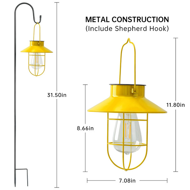 Topruifeng Solar Lantern With Shepherd Hook Edison Bulb Garden Lights For Outside Decor Water Resistant Pathway Lamp Outdoor Home Decoration For Housewarming (Red 2 Pack)