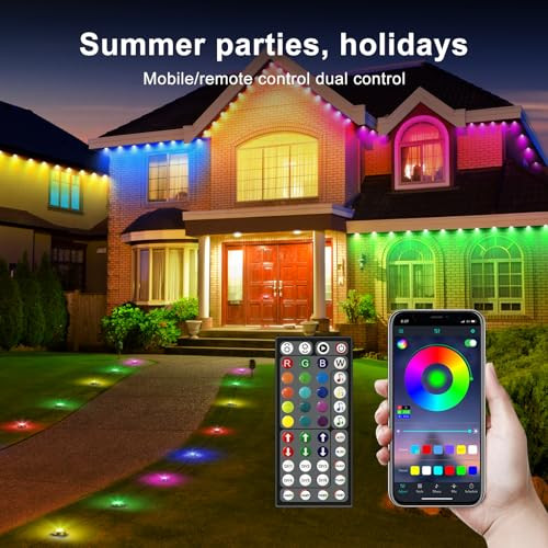 Tqqvxx Rgb Outdoor Ground Lights 200Ft Color Changing Pathway Lights With Remote & App Control Waterproof Walkway Lighting Wired For Garden Yard Lawn Patio Best For Holiday Party (200Ft)