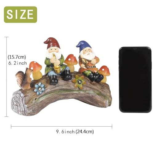 Uniqus Solar Powered Squirre Gnome Mushroom Light 14" Weatherproof Resin Garden Decor Auto-Sensor Outdoor Lamp Warm White Fairy Light Housewarming/Birthday Bullet Points