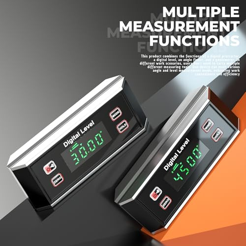 Uniqus Digital Protractor Digital Level Angle Finder Portable Goniometer V-Groove Magnetic Base Ip65 Inclinometer Backlit Lcd Display Slope Percentage% Mm/M In/Ft Data Hold Beep Prompt