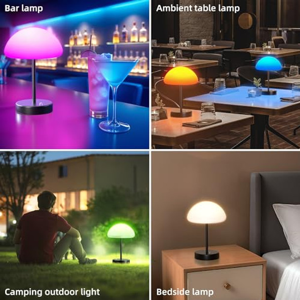 V.C.Formark Mushroom Rgb Led Mood Lamp - 16 Color Changing Rechargeable Night Light With Remote 4000Mah Battery Portable Waterproof Decor Lighting For Bedroom Garden Bathroom Party Ambiance