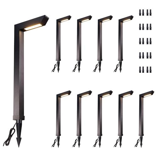 Varmtalys Landscape Path Lights 3000K/4000K/5000K Selectable Pathway Lights 12V Low Voltage Wired Led Outdoor Waterproof 5W 235Lm L Shape Black Aluminum For Yard Walkway Driveway Garden