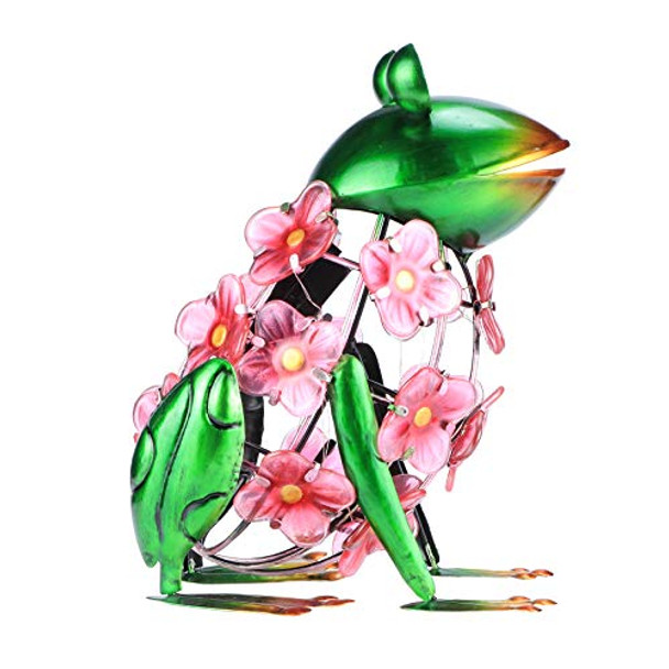 Vcuteka Vcuteka Frog Solar Lights Outdoor Solar Lantern Waterproof Led Hydrangea Flower Lights Frog Tabletop Decorations For Patio Garden Yard Outside Decor Pink