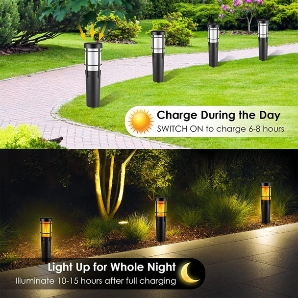 Veeki Solar Lights Outdoor Flickering Flame Torch Light With Rgb 7 Color Changing Landscape Lighting Pathway Lights Outdoor Waterproof Solar Flame Torches For Outside Garden Yard Patio Path Decor (4Pc)