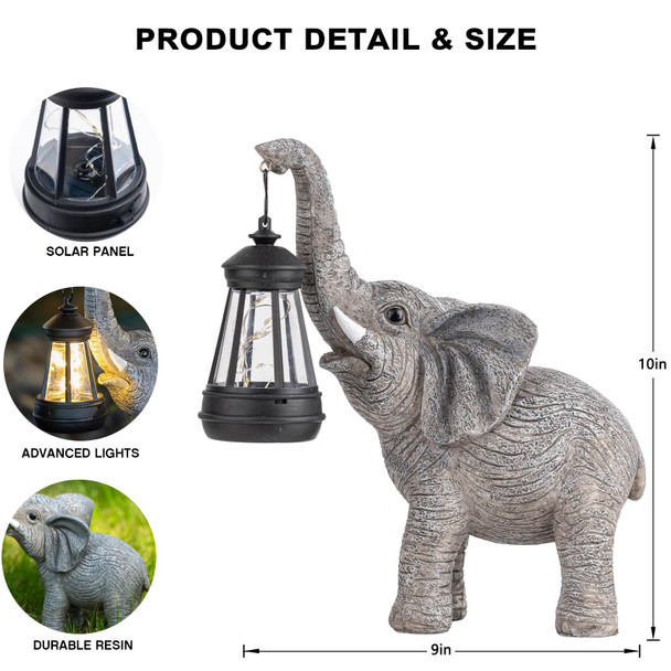 Visflair Elephant Statue Solar Garden Decor Outdoor Solar Decoration For Outside Gardening S For Women