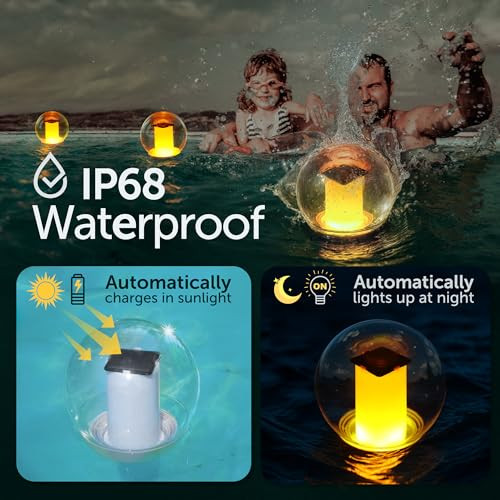 Visofo Visofo Solar Floating Pool Lights For Swimming Pool  Outdoor Waterproof Decorations Solar Powered Flame Led Lamp Inground Pond Flickering Decor Party Event Night Above Ground Ip68 (1 Pcs)