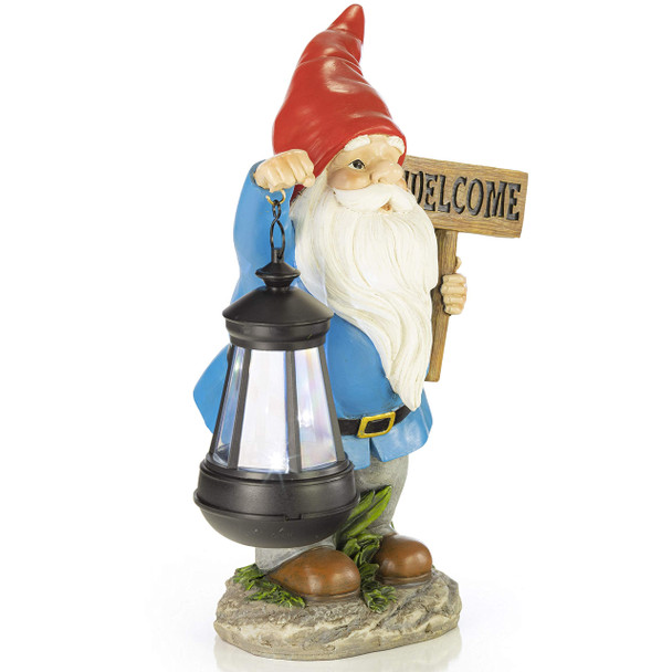 Vp Home Welcome Gnome With Lantern Solar Powered Led Outdoor Decor Garden Light (Red Hat) Welcome Gnome Statues Outdoor Gnome Decor Funny Figurine Decor For Outside Patio Yard Lawn