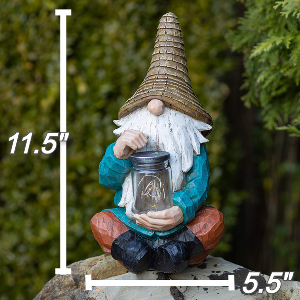 Vp Home Firefly Jar Gnomes - Outdoor Garden Gnome With Solar Light - Durable Garden Decorations For Yard Lawn Patio - 10.5H X 7W X 5.5D - Weather-Resistant Gnome Statue