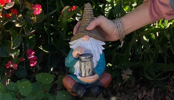 Vp Home Firefly Jar Gnomes - Outdoor Garden Gnome With Solar Light - Durable Garden Decorations For Yard Lawn Patio - 10.5H X 7W X 5.5D - Weather-Resistant Gnome Statue